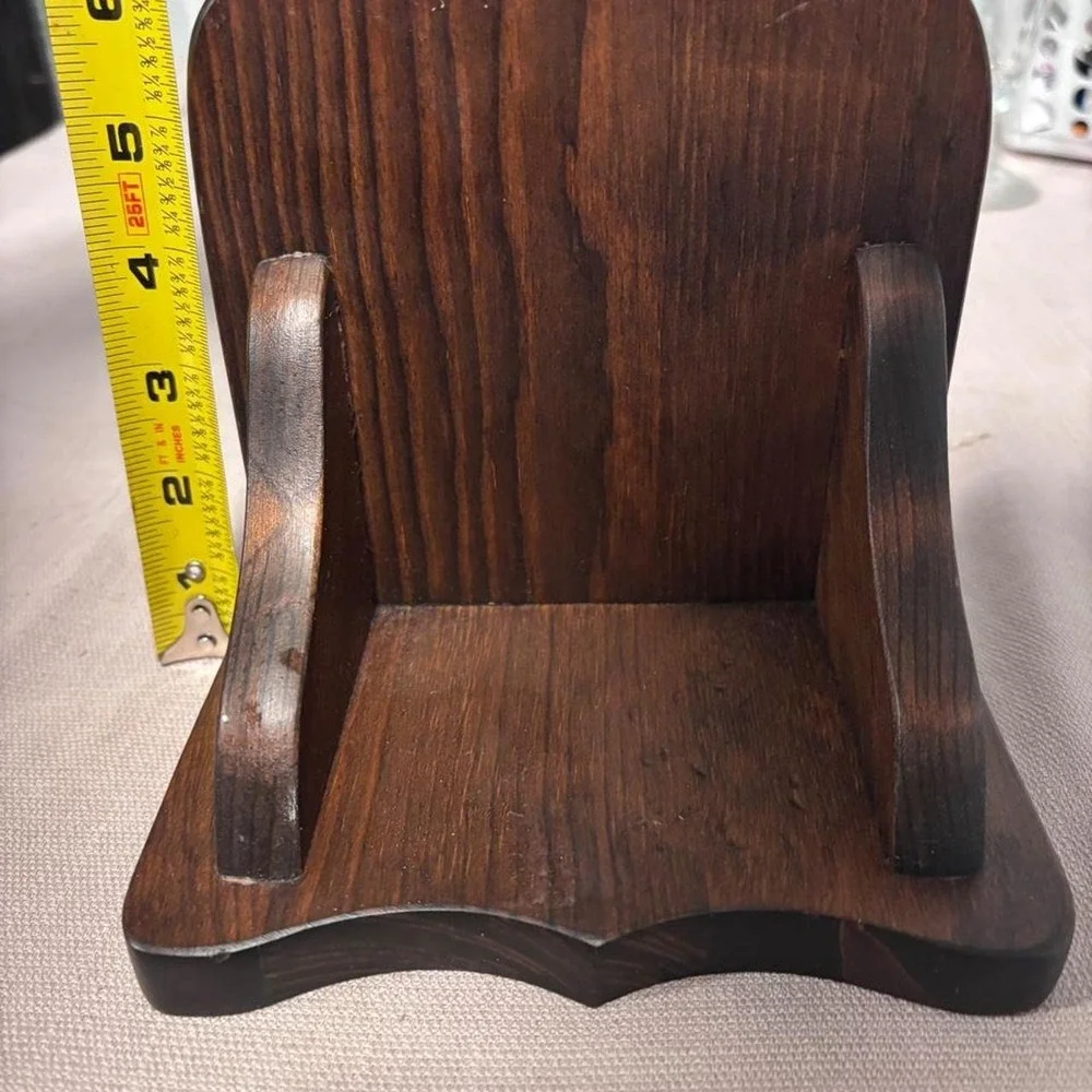 Vintage Solid Oak Wall Shaving Mirror Shelf Soap Mug Holder Farmhouse Rustic